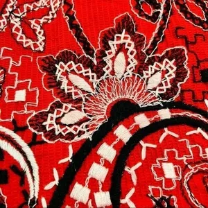 Red Embroidered Paisley Boho Maxi Skirt Small Peasant Maximalist thumbnail 4