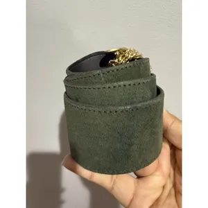 Vintage Dame Belt and Bag Green Suede Leather Belt Size‎ L Womens Genuine 36.5" thumbnail 8