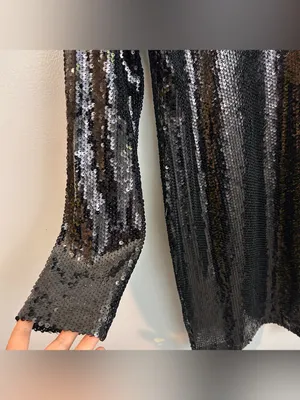NWT Nasty Gal Black Sheer Sequin Long Sleeve Mini Shift Party Dress Size 18 thumbnail 7