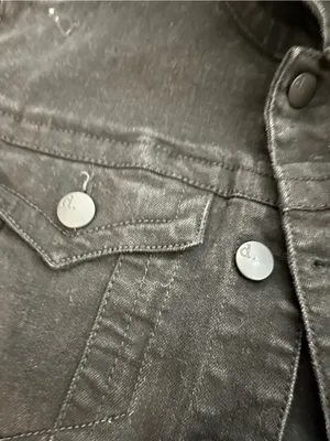 d.jeans Denim Jacket Womens Medium Black Stretch Cropped Trucker Button Front thumbnail 9
