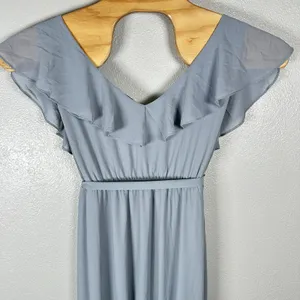 NEW Baltic Born Kristina Chiffon Dusty Blue Maxi Formal Dress Size XL Tie Waist thumbnail 5