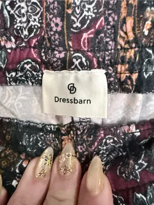 dressbarn Burgundy & Black Boho Wide-Leg Paisley Pants thumbnail 4