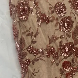 Lulu's size XL Rose Gold Sequin Floral Embroidered Mesh Fabric maxi mermaid ball thumbnail 3