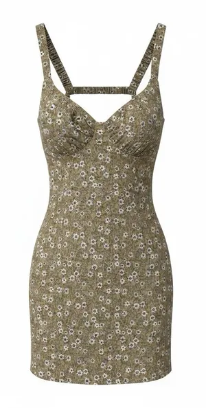 Floral Slip Mini Dress in Olive Sz small thumbnail 1