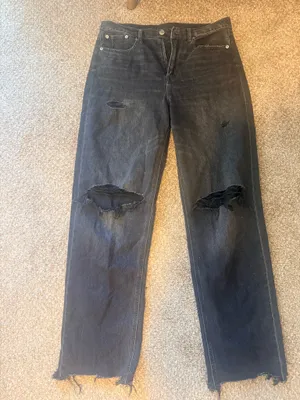 Black American Eagle Jeans Ripped High-Rise baggy thumbnail 4