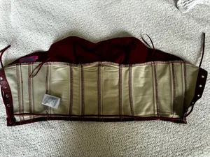 Red Edikted faux leather lace up corset top thumbnail 3