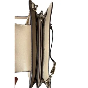 Michael Kors Beige Pebble Leather Crossbody Bag Gold MK Logo Chain Strap‎ thumbnail 6