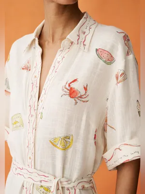 NWT Anaya Arlo Dress size Small S linen Bondi Beach Few Moda button down belt thumbnail 2