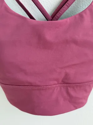 Lululemon Energy Bra Longline Pink Mauve Size 6 Strappy Crossback Sports Bra thumbnail 3