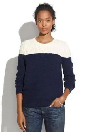 Madewell Color Block Cable Knit sweater size Medium thumbnail 1