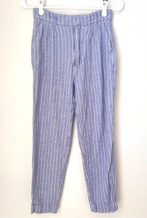 Abercrombie & Fitch Blue White Striped Linen Pants Size XS thumbnail 1