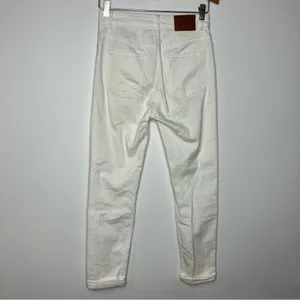 Zara Woman high‎ rise straight leg jeans off white distressed size 02 thumbnail 5