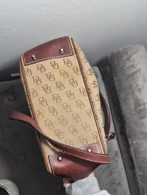 Y2K Dooney & Bourke Purse Brown Monogram wLeather Trim Shoulder Bag Vintage thumbnail 8