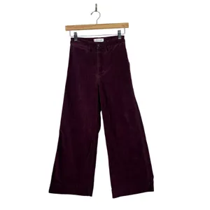 Madewell Emmett Wide Leg Crop Pants in Velveteen Plum Dark Academia Size 24 thumbnail 2