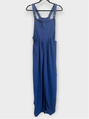 Size M Halara Adjustable Strap Plicated Waffle Casual Overalls Dark Blue thumbnail 2