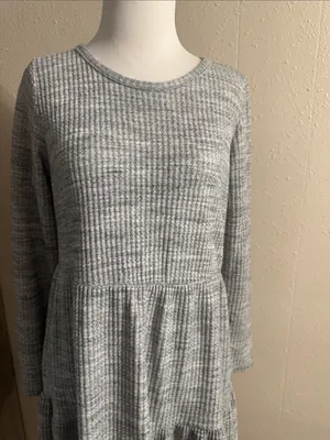 American Eagle Outfitters Heather Gray Ribbed Tiered Dress thumbnail 2