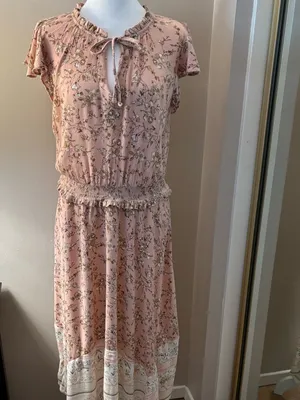 Knox Rose Dress Size L Floral Pink/Blush Midi High-Low Dress thumbnail 3