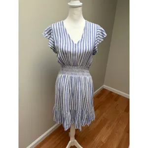 Rails Tara Boracay Stripe Mini Dress Blue White Tired Ruffle Summer Women Small thumbnail 4