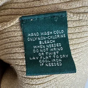 Lauren Ralph Lauren Gold Metallic Ribbed Turtleneck Sweater LRL Logo Womens L thumbnail 5