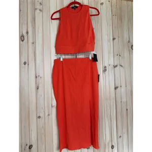 NWT Lulus Absolute Edge Orange Sleeveless Two-Piece Bodycon Midi Dress Size M thumbnail 2