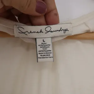 French Laundry Cream Sheer Raglan 3/4 Sleeve Tie Front Blouse Large thumbnail 3