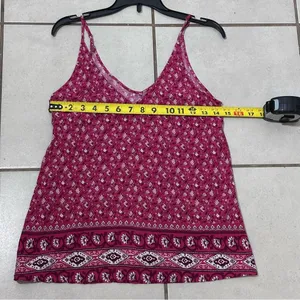 Abercrombie & Fitch‎ Women Boho Floral Red Print Tank top Blouse XS thumbnail 6