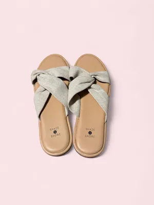 Shade & Shore Beige Knot-Detail Slide Sandals thumbnail 3