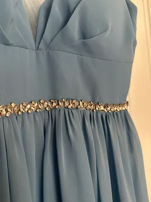 Azazie Steel Blue Bridesmaid Dress thumbnail 6