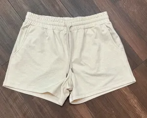 Quince Flowknit Mid-Rise Short Heather Sand Drawstring Athletic Small LB80301 thumbnail 1