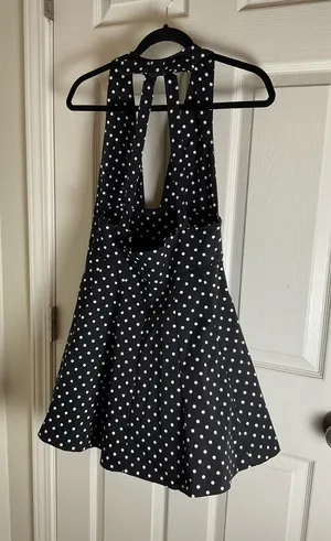 ZARA Black Polka Dot Halter Mini Dress - Women's Summer Dress thumbnail 1