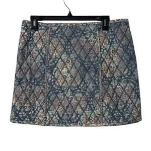 Free people Mini Quilted Blue Floral Skirt(Size 10) thumbnail 6