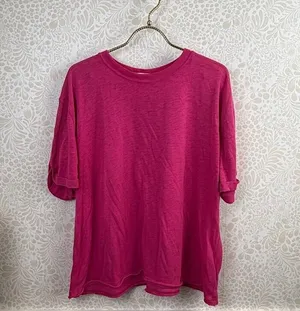 We The Free Hot Pink Cotton Blend Perfect Oversized Tee - Size - Medium thumbnail 1