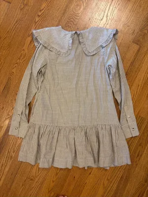 Heyson Dôen Inspired Stripe Babydoll Mini Dress Cottagecore Praire Collared |M thumbnail 6