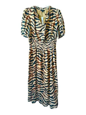 J Crew Smocked-waist cotton voile dress in zebra stripe size Small thumbnail 6