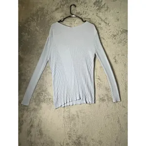 Lafayette 148 Womens XL Light Blue V Neck Ribbed Knit Long Sleeve Sweater Top thumbnail 3