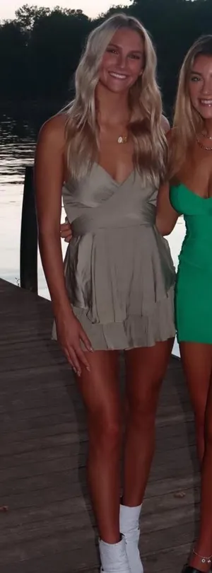 Saints and Secrets Green Satin Romper Dress thumbnail 1
