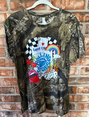 The Rolling Stones Camo Tee with Colorful Graphic thumbnail 1