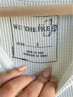 Free People We The Free Mint Green Waffle Knit Thermal Top Size S Long Sleeve thumbnail 4