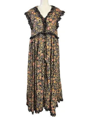 Free people Bohemian Floral Milania Maxi Dress Dark Combo Maxi Top Duster Small thumbnail 8