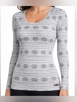 Thermal Long Sleeve 32Degrees Heat Women’s size S Scoop Neck Top nowflake(A233) thumbnail 2