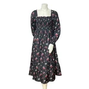 Hill House Home The Nap Dress Naomi Nap Dress Shirred Smocked Size Large Fall thumbnail 16