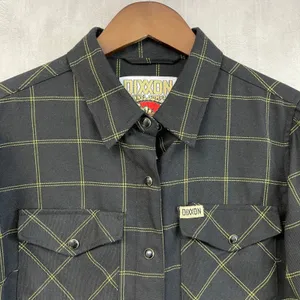 Dixxon Women Flannel Stay Gold Shirt Size M Plaid D Tech Snap Biker Moto‎ Goth thumbnail 3