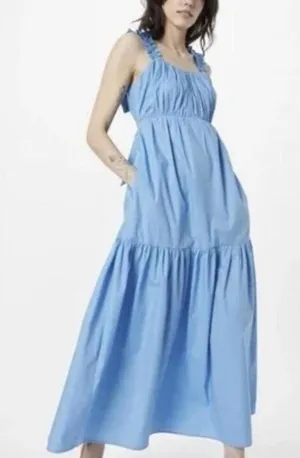 Abercrombie & Fitch tiered bow back ruffle poplin maxi dress thumbnail 1
