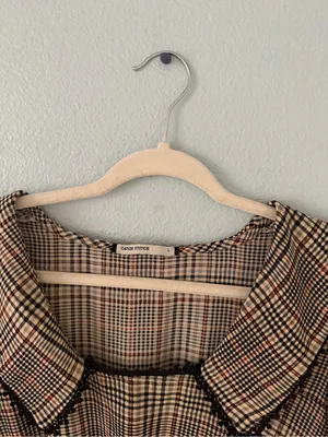 Plaid Mini Dress with Wide Sailor Collar - Brown Plaid thumbnail 4