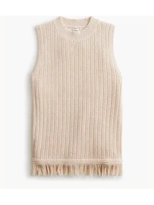 NWT J. Crew Tan Cream Fringe Sleeveless Sweater - Size: Small thumbnail 7