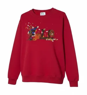 Quacker Factory Red Fall Thanksgiving Embroidered Sweatshirt Womens Medium thumbnail 1