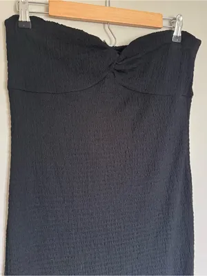 Wild Fable Strapless Twist Detail Knit Tube Midi Bodycon Dress Black Size L thumbnail 2