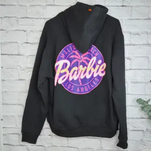 Barbie Malibu Beach Graphic Hoodie L Black Neon Retro Pullover Sweatshirt fall thumbnail 5