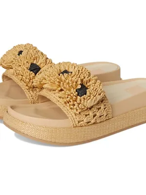 NEW $140 Dolce Vita Sidona Boho Flower Raffia Platform Slide Sandals 9.5 Resort thumbnail 2