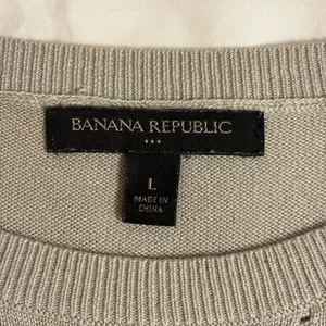 Banana Republic Gray Knit Flutter Sleeve Sweater Top Size L thumbnail 2